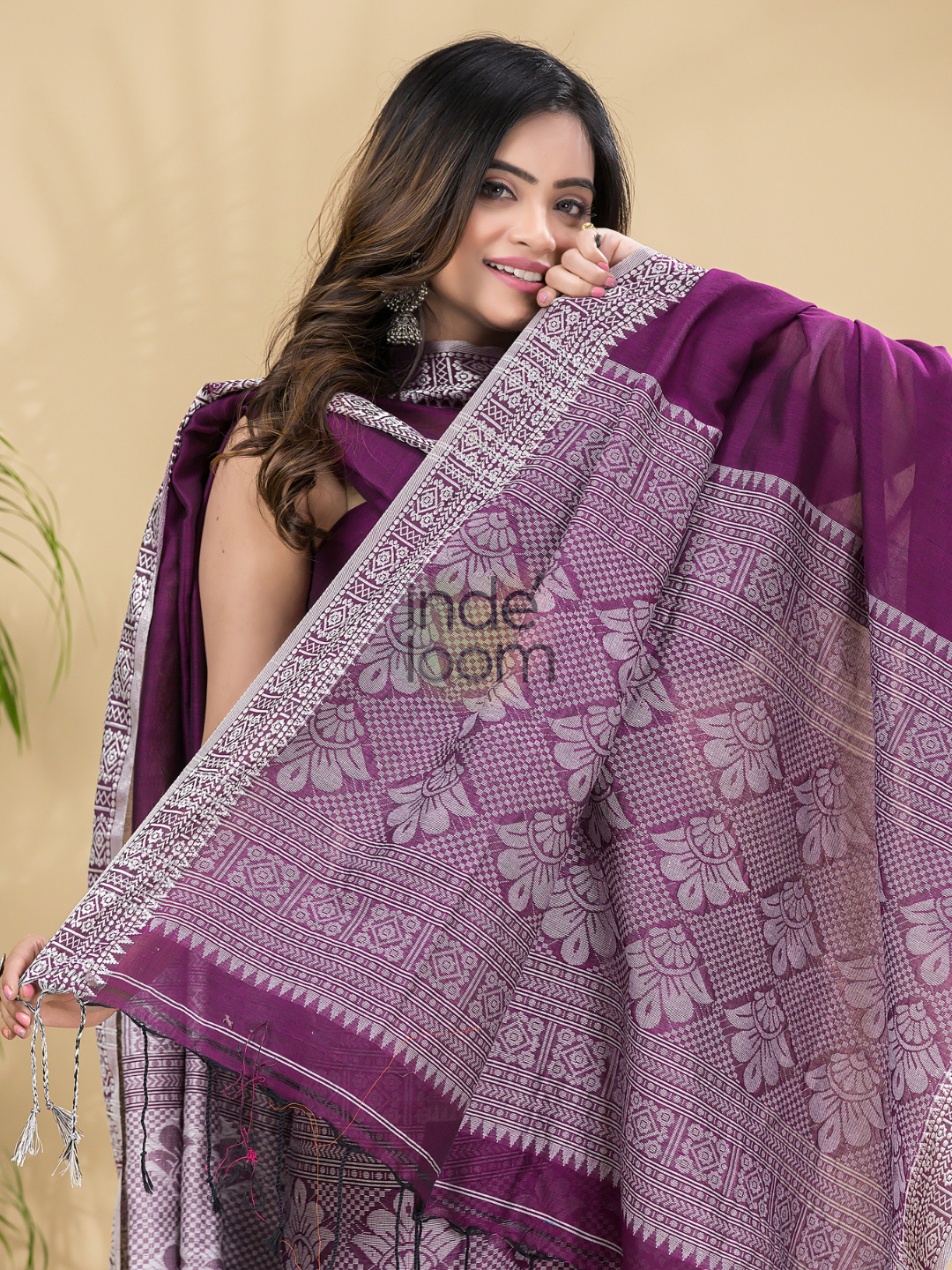 Wine Purple Mercerised Cotton Baluchari 2-Piece Set Kurti Dupatta (UNSTITCHED)-886