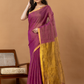 Pure Handloom Linen Saree | Deep Purple