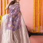 Classic Benarasi Katan Semi Silk Saree | Lavender