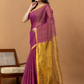 Pure Handloom Linen Saree | Deep Purple