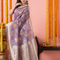 Classic Benarasi Katan Semi Silk Saree | Lavender