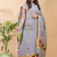 Stone Blue Linen X Linen 2-Piece Set Kurti & Dupatta (UNSTITCHED) - 068