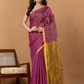 Pure Handloom Linen Saree | Deep Purple