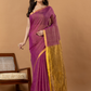 Pure Handloom Linen Saree | Deep Purple