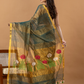 Handwoven Jamdani Silk Tissue Linen Saree | Deep Teal