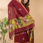 Blood Red Linen X Linen 2-Piece Set Kurti & Dupatta (UNSTITCHED) - 073