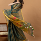Handwoven Jamdani Silk Tissue Linen Saree | Deep Teal
