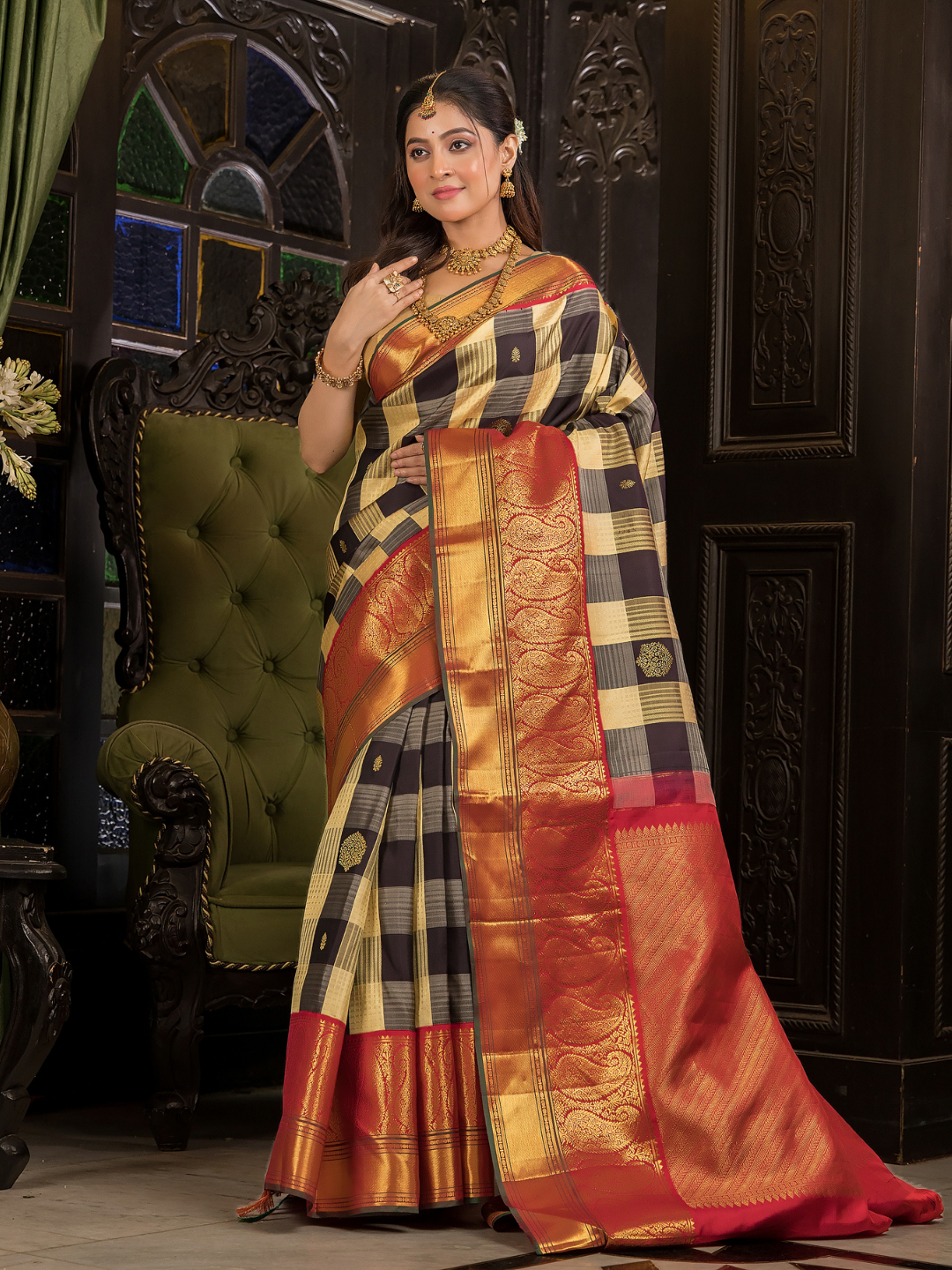 Chaturanga - Classic Madras checked silk in heritage tones