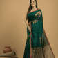 Dark Green Matka Silk Jamdani Saree - 041 - indeloom