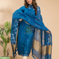 Royal Blue Linen X Line 2-Piece Set Kurti & Dupatta (UNSTITCHED) - 007