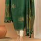 Pine Green color Jamdani 2-Piece Set Kurti & Dupatta (UNSTITCHED) - 144