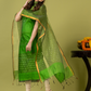 Handwoven Jamdani Muslin Unstitched 2-piece Kurti | Lime Green
