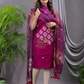 Orchid Purple Matka Jamdani 2-Piece Set Kurti & Dupatta (UNSTITCHED) - 107