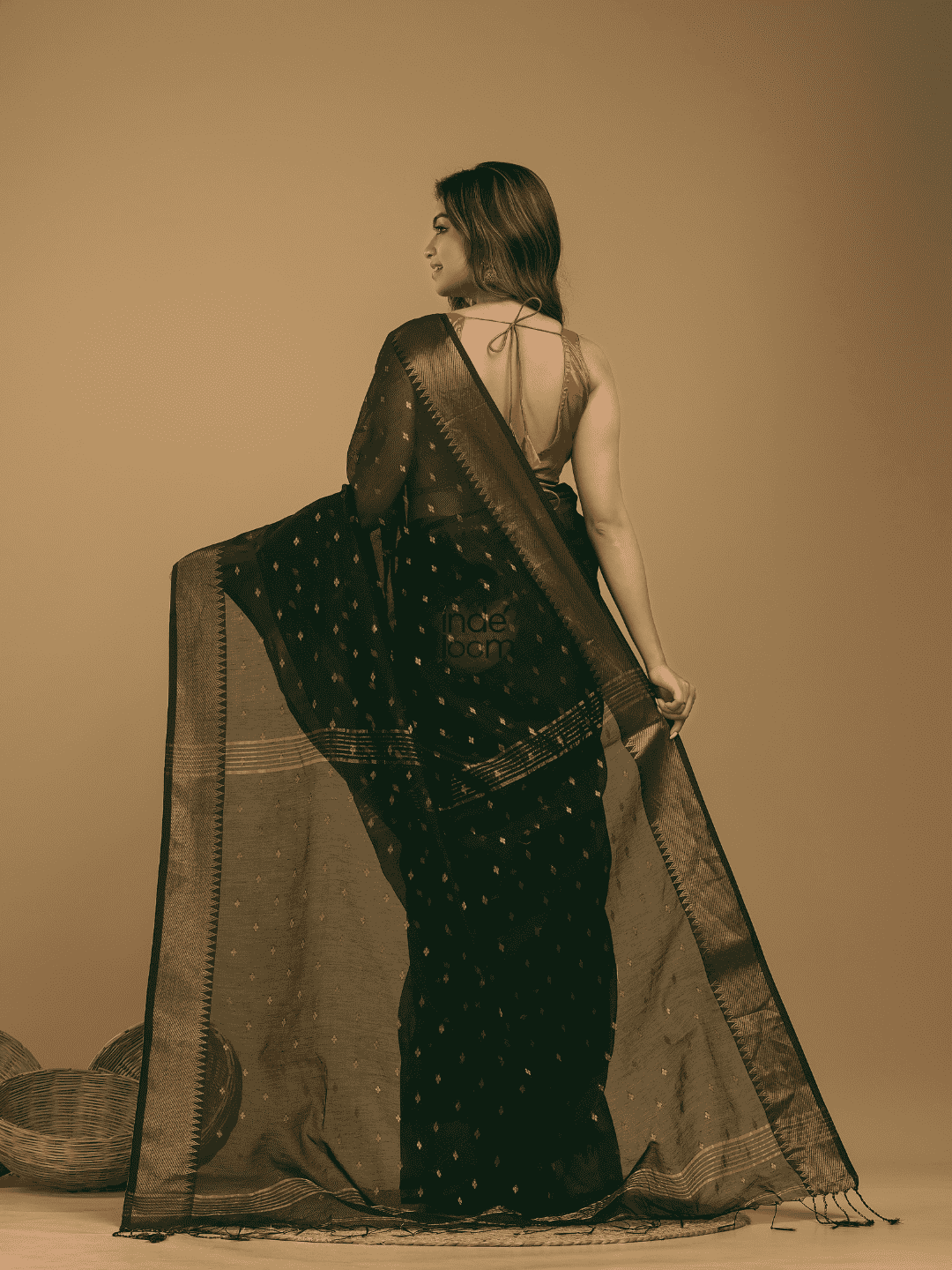Dark Green Cotton Silk 1000 Butti Jamdani Saree - 006 - indeloom