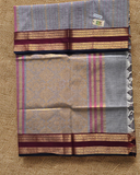 Kanchi Cotton|Grey & Maroon