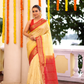 Pure Handloom Korvai Saree | Golden Yellow and Red