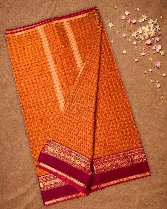 Chettinad Cotton Saree  |  Burnt Orange