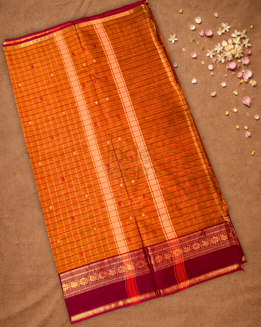 Chettinad Cotton Saree  |  Burnt Orange