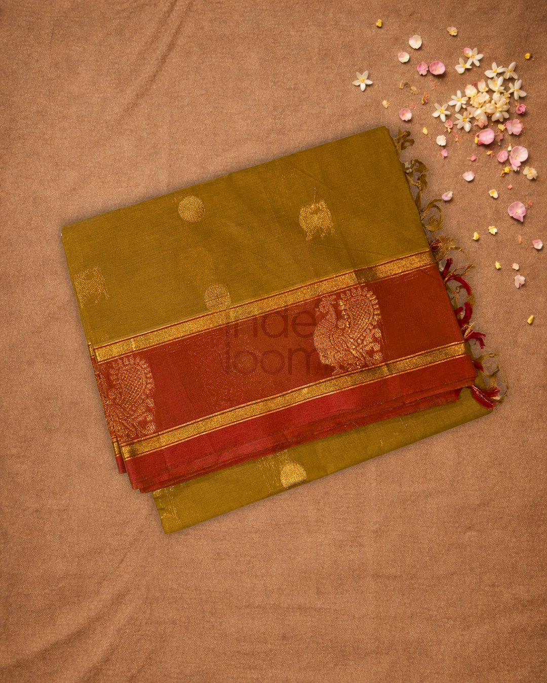 Chettinad Cottton Saree With Bronze Brown