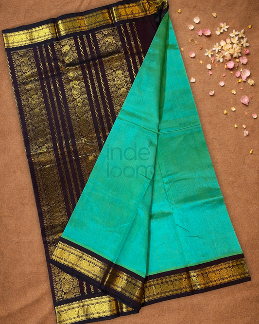 Pure Handloom Korvai Saree | Mint Green