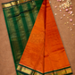Handloom Korvai Silk Cotton Saree  |  Fire Orange