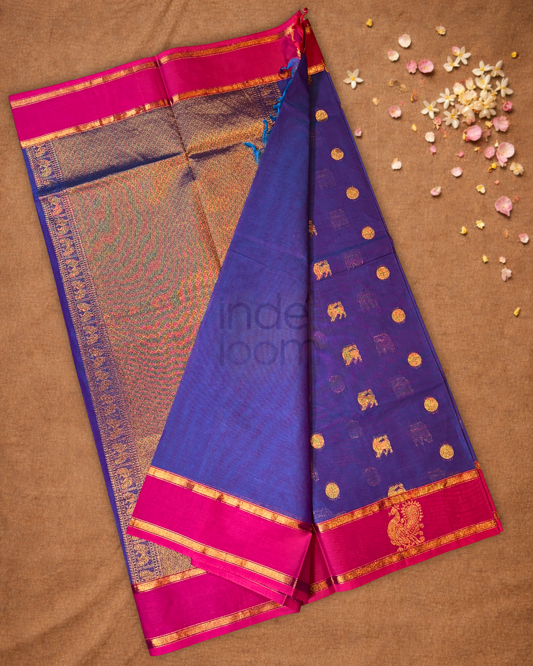 Chettinad Cottton Saree With Royal Blue