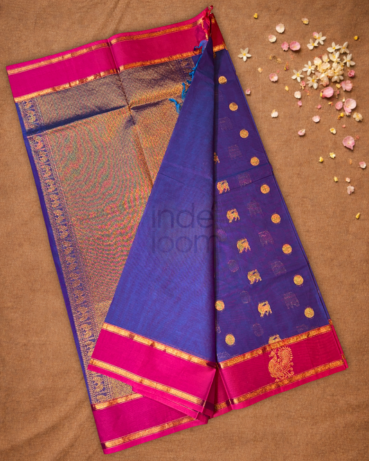 Chettinad Cotton Saree  |  Sapphire Blue