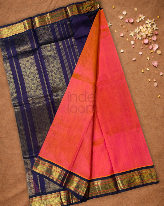 Handloom Korvai Silk Cotton Saree  |  Classic Red