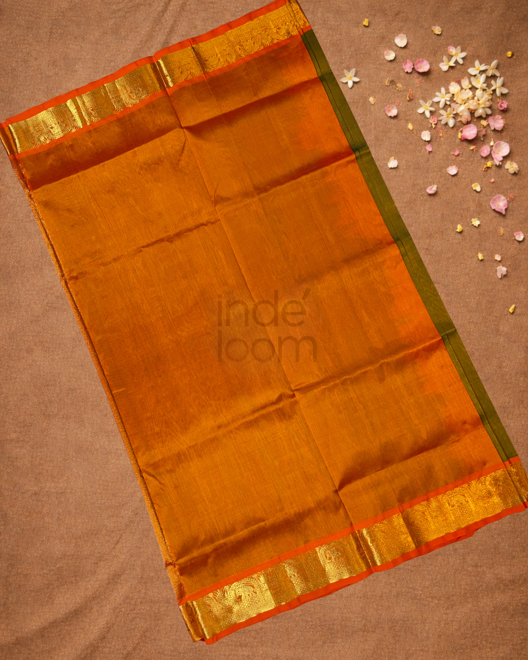 Handloom Korvai Silk Cotton Saree  |  Moss Green