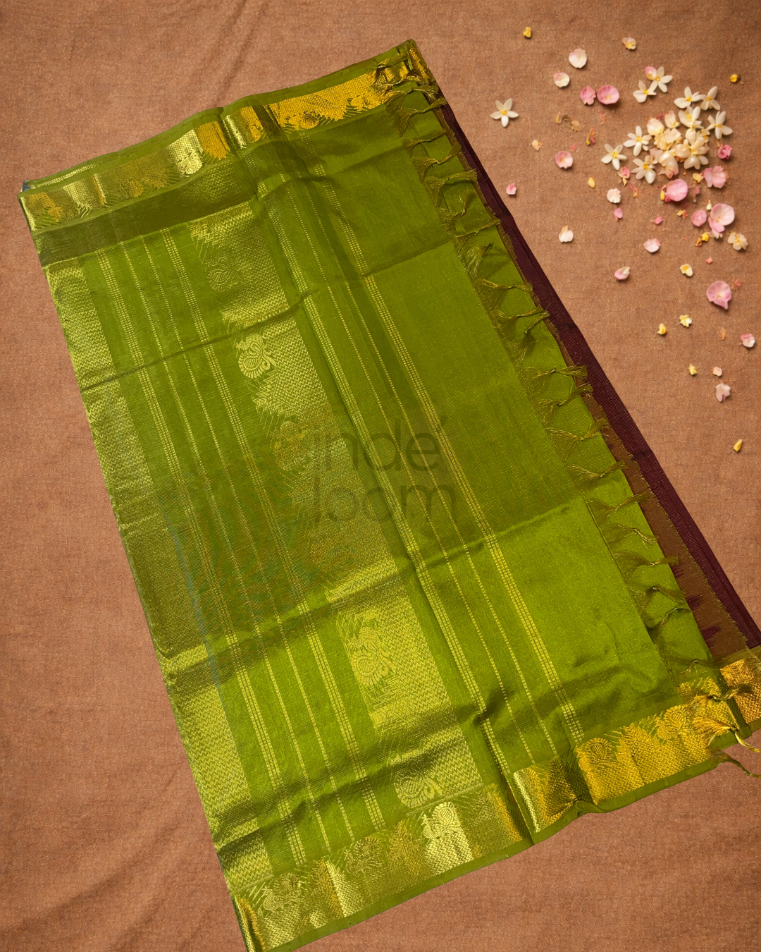Handloom Korvai Silk Cotton Saree  |  Wine Red