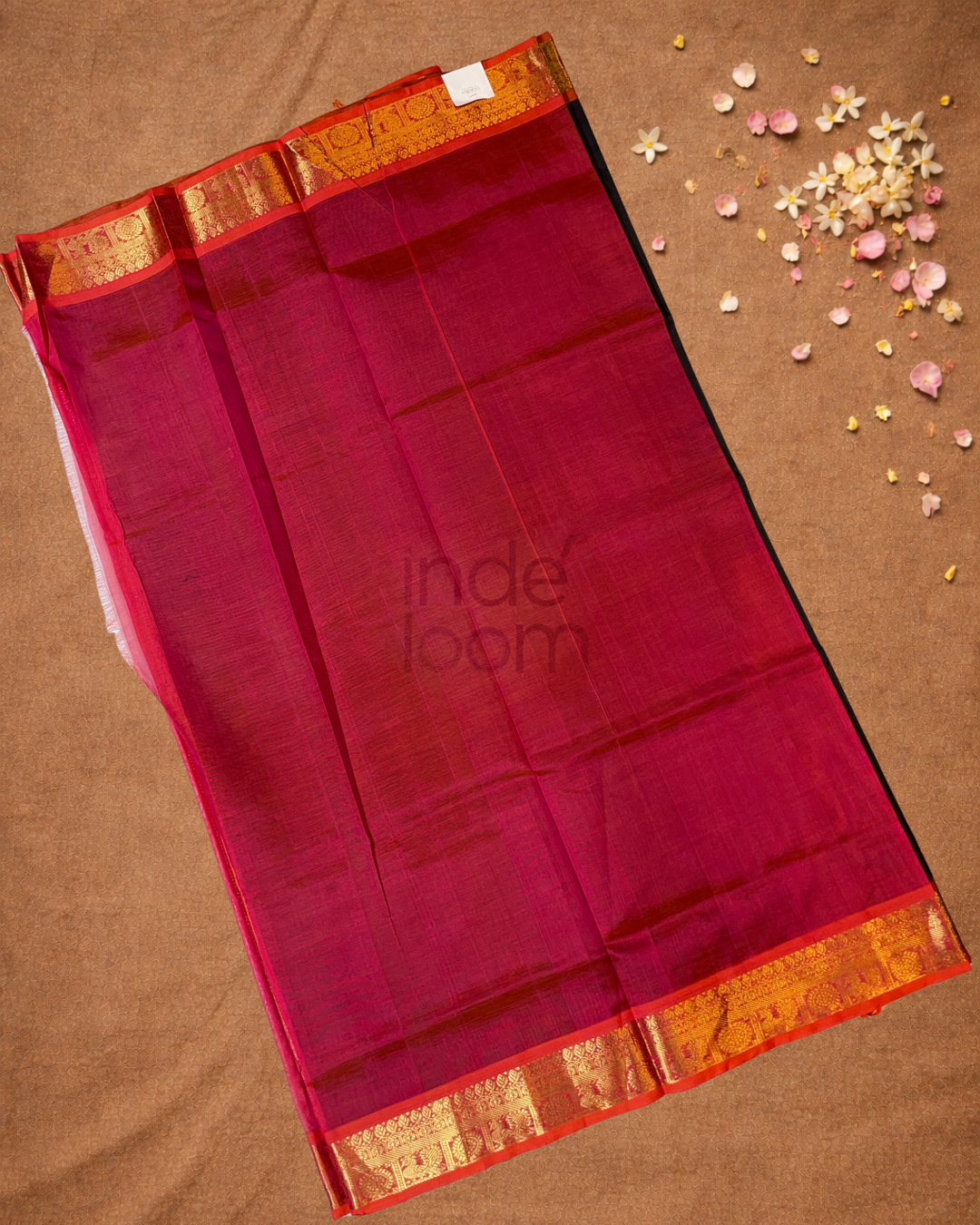 Handloom Korvai Silk Cotton Saree  |  Midnight Black