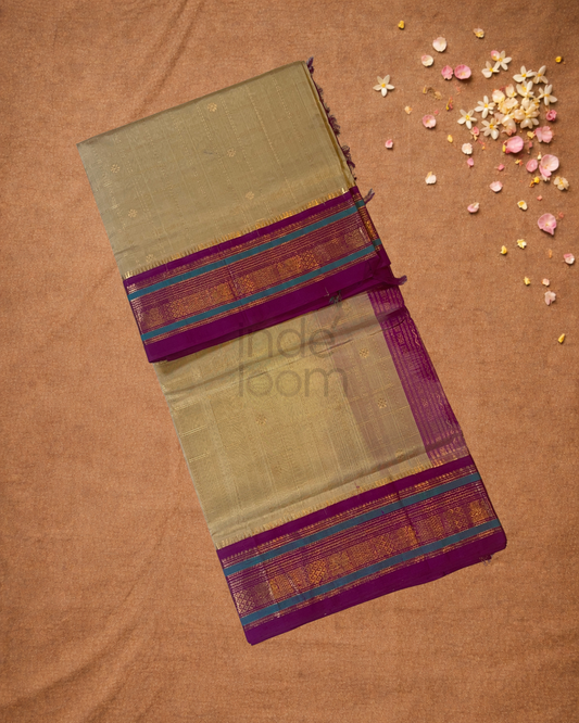 Pure Handloom Korvai Saree | Sand Brown