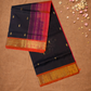 Handloom Korvai Silk Cotton Saree  |  Midnight Black