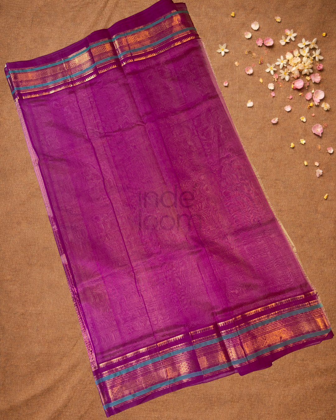Handloom Korvai Silk Cotton Saree  |  Tan Brown