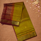 Handloom Korvai Silk Cotton Saree  |  Lime Green