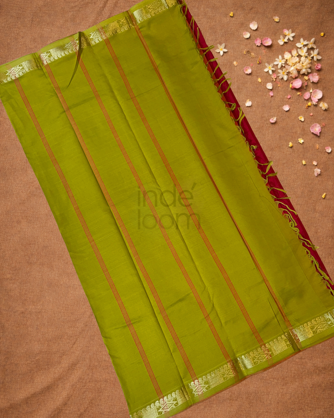 Handloom Korvai Silk Cotton Saree  |  Brick Red