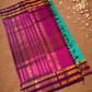 Handloom Korvai Silk Cotton Saree  |  Peacock Teal