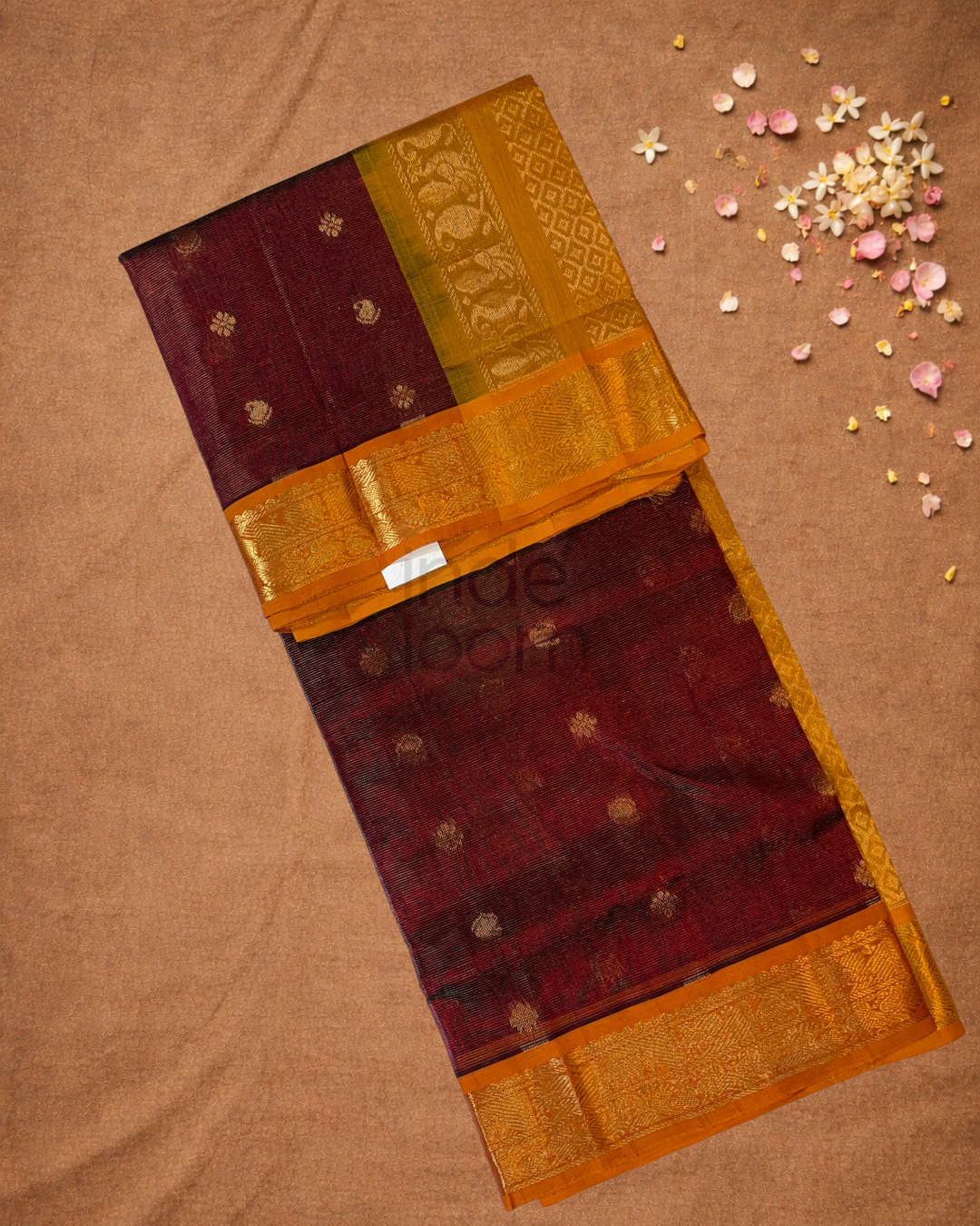Pure Handloom Korvai Saree | Maroon Red