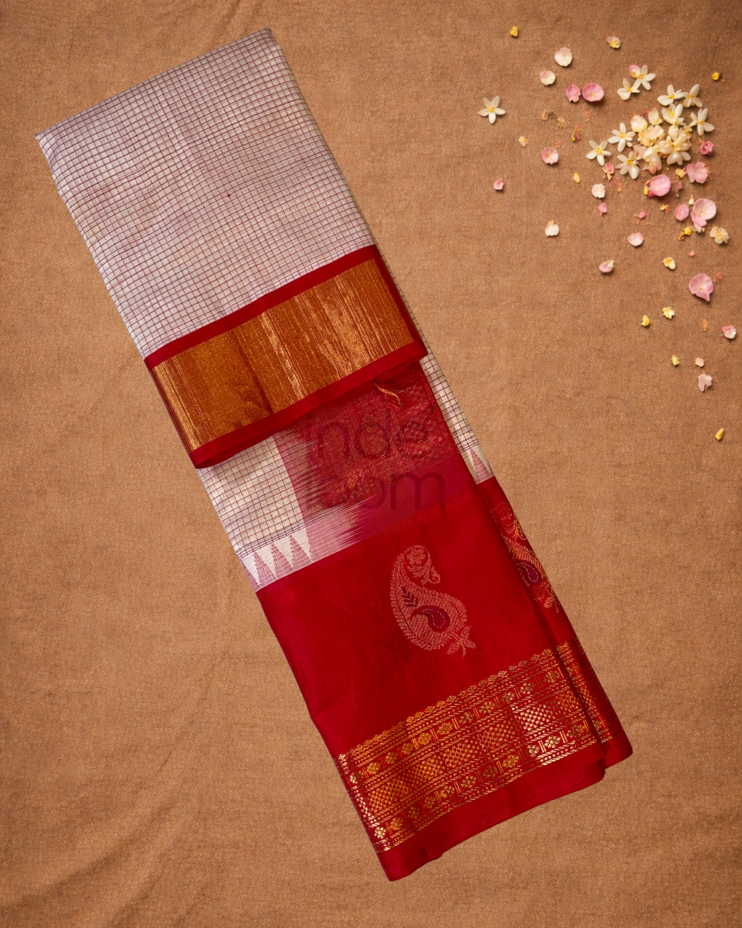 Pure Handloom Korvai Saree | Apple Red