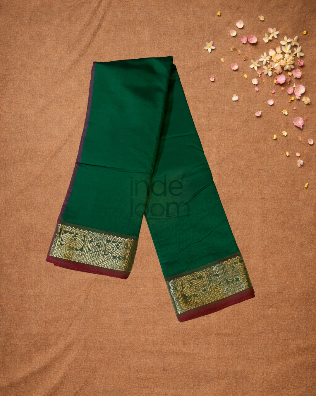 Pure Handloom Korvai Saree | Pine Green