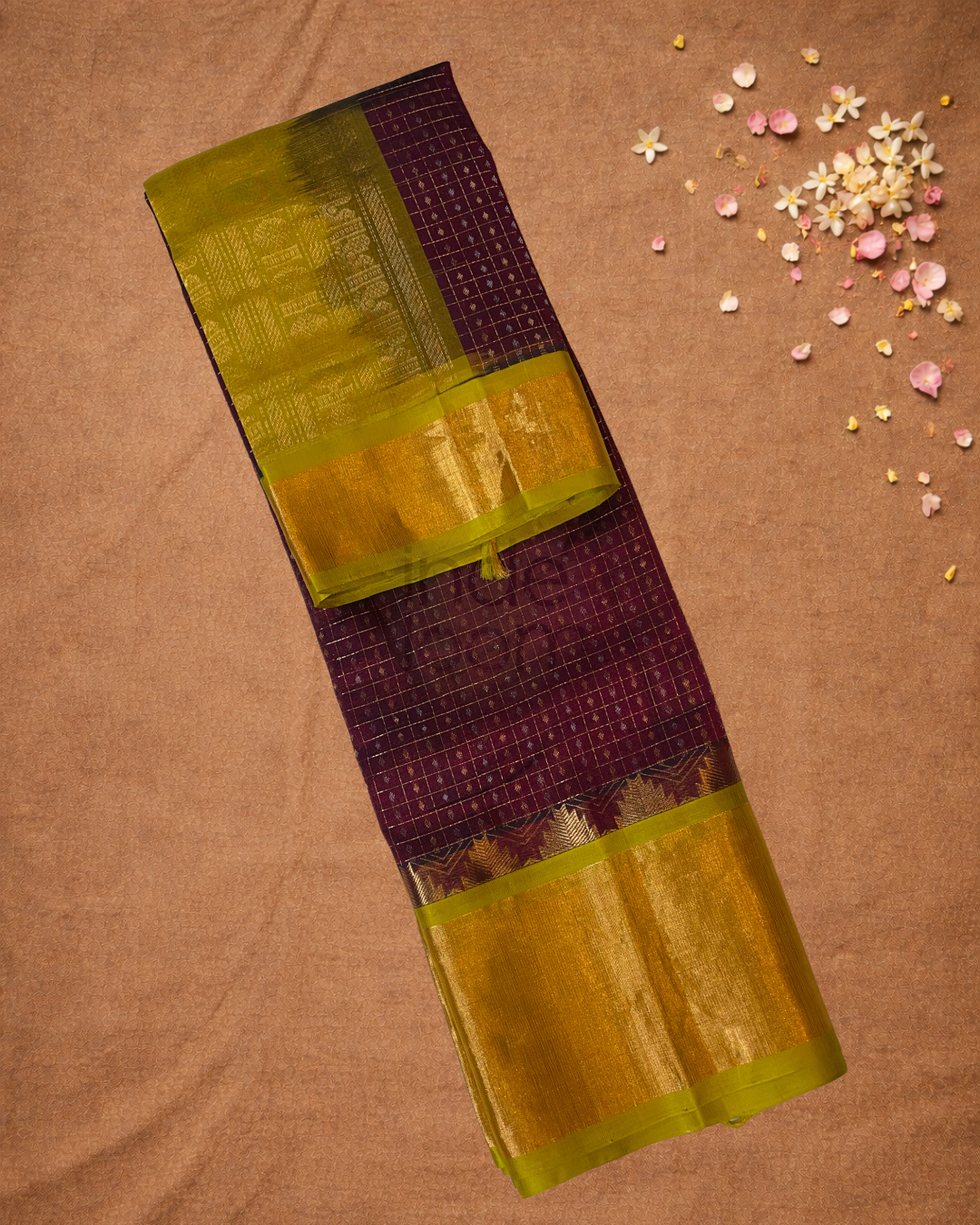 Handloom Handloom Silk Cotton Saree  |  Burgundy Red