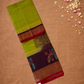 Handloom Korvai Silk Cotton Saree  |  Lime Green