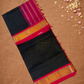 Handloom Korvai Silk Cotton Saree  |  Midnight Black