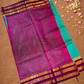 Handloom Korvai Silk Cotton Saree  |  Peacock Teal