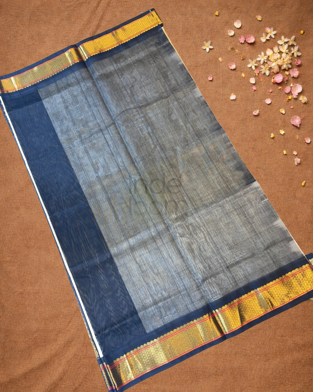 Handloom Korvai Silk Cotton Saree  |  Warm Ivory