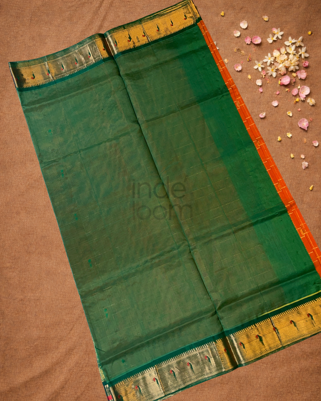 Pure Handloom Korvai Saree | Pumpkin Orange