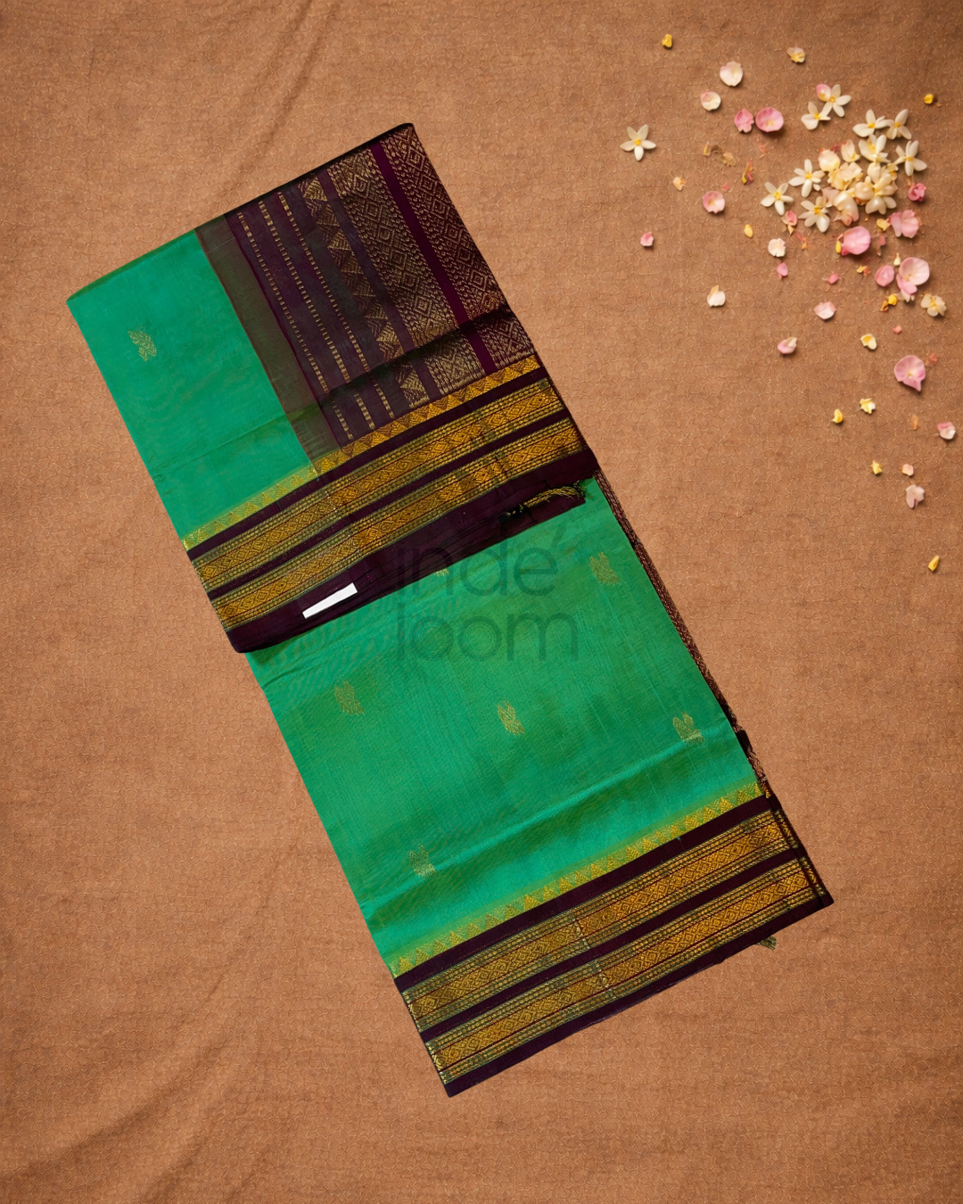 Handloom Korvai Silk Cotton Saree  |  Lime Green