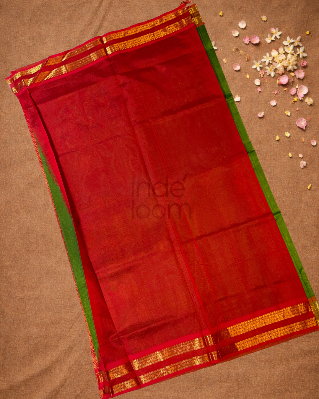 Handloom Korvai Silk Cotton Saree  |  Lime Green