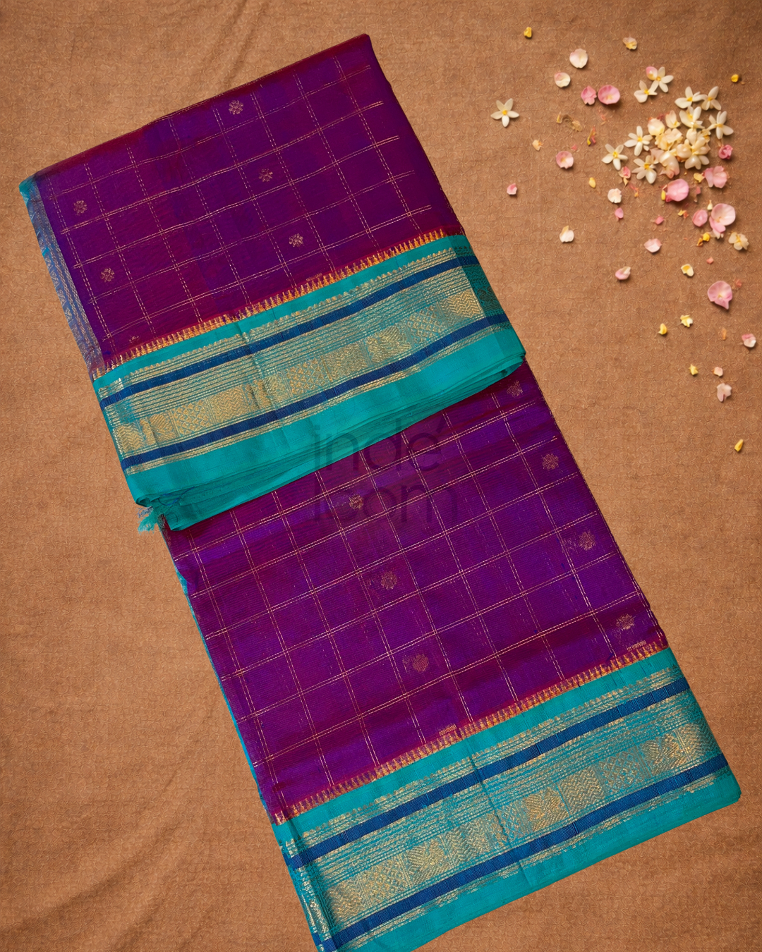 Handloom Korvai Silk Cotton Saree  |  Indigo Purple