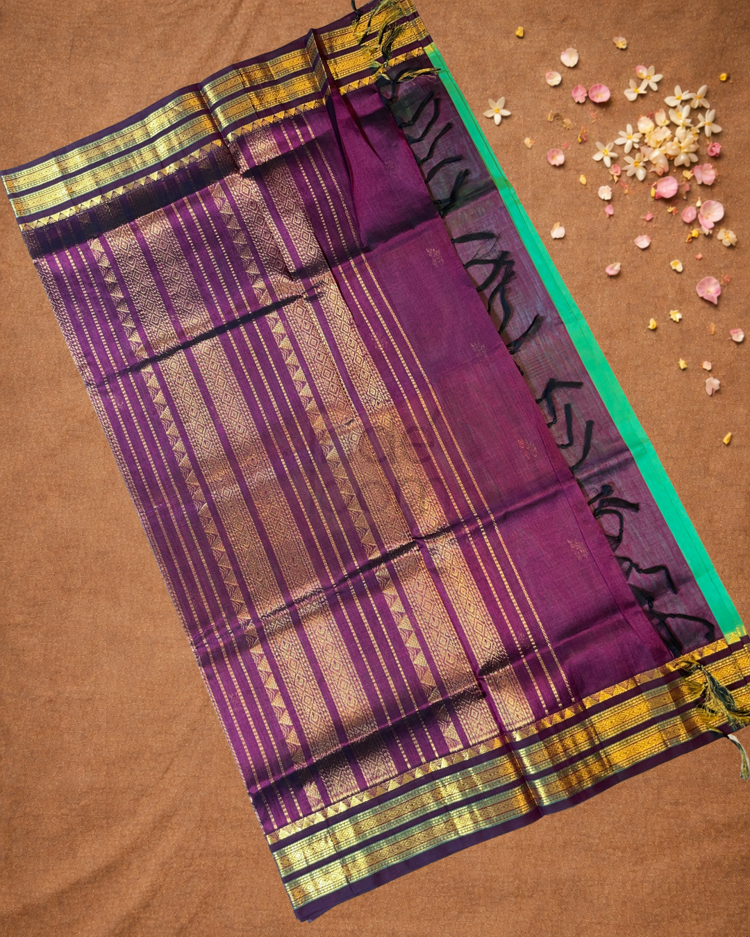Handloom Korvai Silk Cotton Saree  |  Lime Green